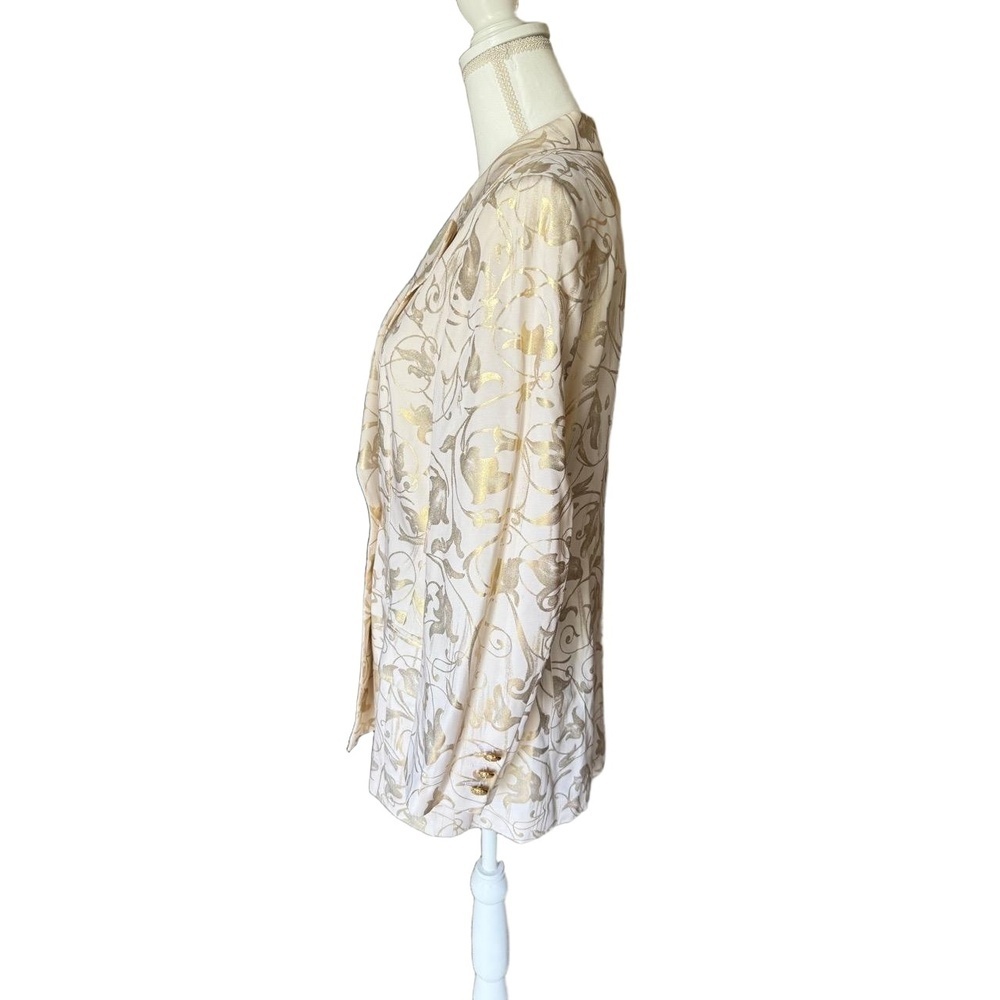 Escada Womens Cream Gold Brocade Blazer Double Breasted Size 40 (oversized) - Picture 3 of 8